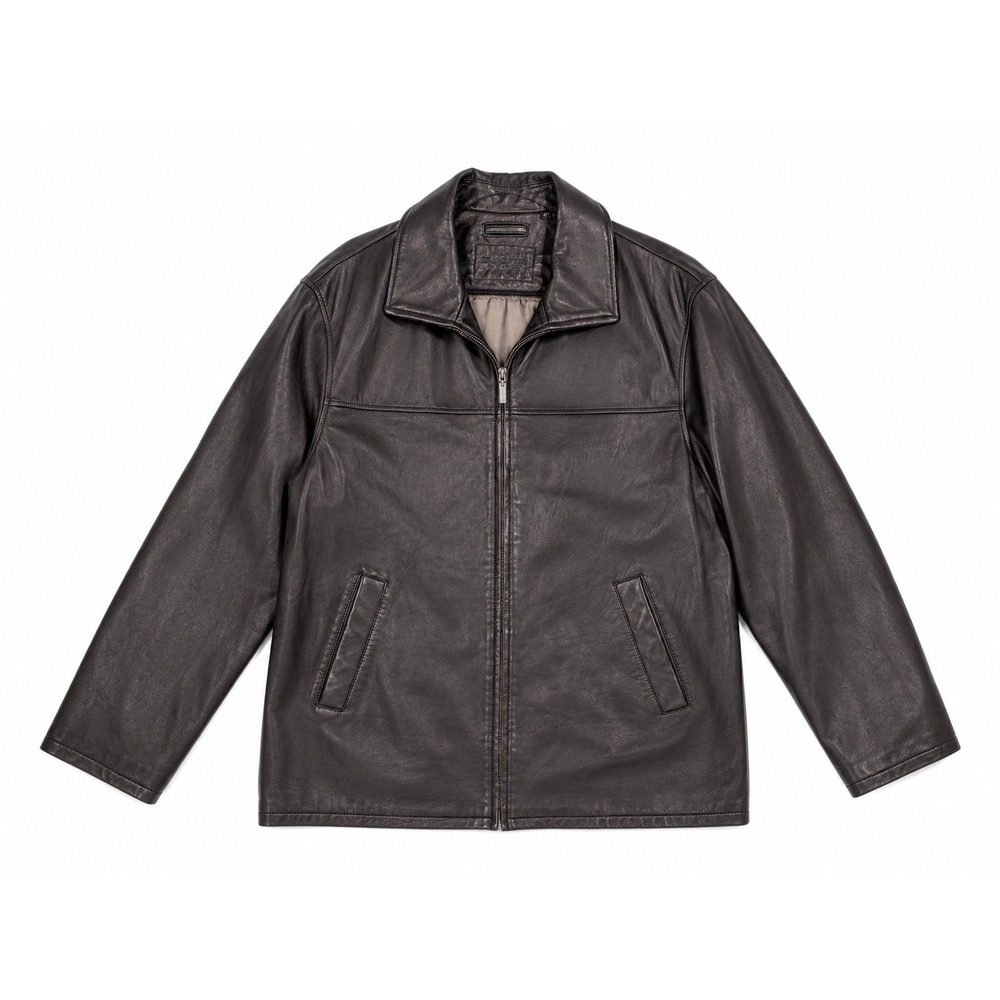 Roundtree & Yorke Mens Black Genuine Lambskin Leather Jacket XLT Tall Full Zip